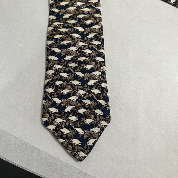 Vintage Tie Men's Necktie Seal Sea Lion Blue Artsy Nature - Picture 1 of 6